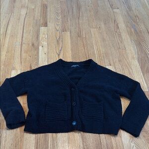 Central Park West Cozy Black Cardigan Sweater Womens M